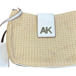 Anne Klein  Straw Hobo‎ Bag AK Logo Shoulder Bag Purse Tan White Photo 0