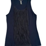 Design History  Navy Blue Sleeveless Front Ruffles Tank Top Shirt Medium Workwear Photo 0