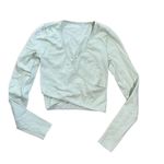 BDG  Light Green Ribbed Long Sleeve V-Neck Faux Wrap Crop Top Women's Small Photo 1