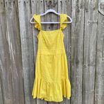 Chelsea and Violet  Linen Dress Size Medium Ruffle Open Back Celery Yellow Sz M New Photo 1