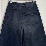 AREA Crystal $795 Embellished Cutout Slit Wide Leg Jeans Size 29 Black Photo 3