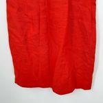 Talbots Dark Orange Irish Linen Back Button Pleated Sleeveless Shift Dress 10P Photo 4