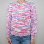 Vintage 80s Pink and Purple Knit Sweater Photo 0