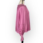Ramy Brook  Maty Blouse Women's Small Pink Satin Tie Neck Long Sleeve Pleats Photo 5