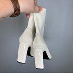 ZARA  | Cream Sock Heeled Boots with Chunky‎ Heel Size 35 or 5 Photo 2
