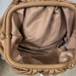 The Drop Brown Vegan Leather Ruched Crossbody Bag Asymmetrical Bag Purse Women Tan Photo 3