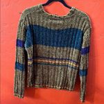 Reference Point Vintage Green and Blue V-Neck Sweater Photo 1