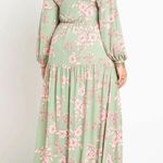 Eloquii Gardenia Green Pink Floral Tie Front Drop Waist Dress Photo 2