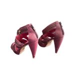 Pour La Victoire VERO CUOIO Maroon Platform Strappy Gold Zipper Heels Size 8 Photo 9