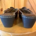 Cherokee Vintage  Stitched Brown Leather Criss Cross Chunky Heel Sandal Size 10 Photo 3