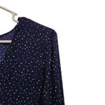 Lush Clothing Lush Navy Blue All Over Print Pullover Casual Long Sleeve Sheer Blouse Top Large Photo 2