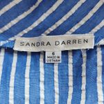 Sandra Darren  Blue Stripe Tiered Dress Size 6 Preppy Puffy Sleeve Striped Dress Photo 4