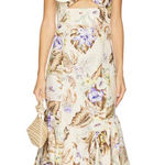 Zimmermann  Cream and Blue Floral Midi Dress 1 Photo 0