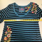 Johnny Was  JW Los Angeles Embroidered Floral Tunic Dress Blue Striped XL Boho Photo 7