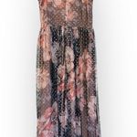 Candelite formal maxi dress, floral peonies, blush pink, gold polka dots S, NWT Tan Photo 0