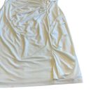 Ralph Lauren Lauren White Shift Dress Ruched Sleeveless Ruffle Stretch Size 14 Photo 3