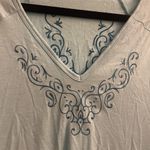 Athleta ‎ blue long sleeve embroidered detail yoga top size M Photo 1