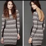 Free People BodyCon Chevron Knit Sweater Dress Cozy Cabin Metallic Low Back Photo 2