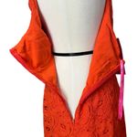 Betsey Johnson  Mini Dress Womens L Orange Crochet Lace Ruffle Hem Boho Flirty Photo 4
