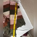 Wonderly  Distressed Striped V-Neck Sweater - Olive, Pink, Brown Photo 5