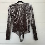 Guess Women’s Medium Lace Up Crushed Velvet Top Bodysuit Photo 3