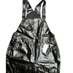 Good American  black better than leather faux leather overalls Size 16 NWT Photo 4