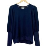 Sundry  Navy Blue Puff Sleeve Sweatshirt Pullover Size 1 (Small) Made in USA Photo 1