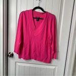 Doncaster  hot pink plunging V neckline barbie‎ core sweater size XL Photo 2