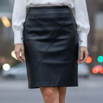 Valerie Stevens Black Genuine 100% Leather Straight Skirt 10 Photo 0