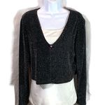 Per Se PS PerSeption Cardigan Womens Size Medium Black Glitter Sweater New Photo 0