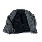 Vintage Harold’s Tweed Blazer Wool Blend Size 10 Black Fringe Pockets Preppy Photo 4
