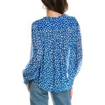 Ba&sh  Size 4  Top Blouse Long Sleeve Ruffle Blue White Photo 2