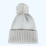 Handmade Crochet  Chunky Ribbed Beanie Cream Pompom Warm Hat Cozy Cap Photo 2