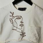 Lovely Jean A Work Of Art T Shirt Girl Illustration Pocket Raw Hem Graphic Tee Size XS Photo 9