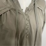 Soft Surroundings  Top Lanai Hoodie Oversized Boxy Cotton Travel Olive Green Photo 1