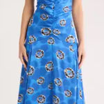 MELLODAY  Blue Floral Asymmetrical Midi Skirt Photo 0