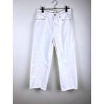 Madewell White Denim Low Slung Baggy Crop White Jeans Wide Leg Raw Hem Size 25 Photo 14