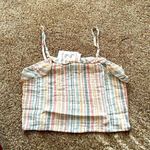 Hippie Rose  Spaghetti Ruched Crop Top Size M Color Ivory Stripe. Photo 1