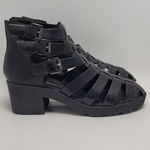 Refresh  Black Gladiator Fisherman Caged Platform Block Heel Sandals Size 8.5 Photo 11