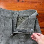 Athleta Voyager Cropped 100% Linen Pant in Heather Green with Pockets - Size 2 Photo 9