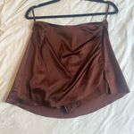 Chic Brown Satin Mini Skort Size M Photo 1