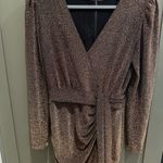 Alex Marie  Shimmering Brown Long Sleeve Dress Photo 2