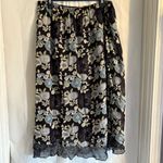 Requirements  Floral Midi Skirt Sz 16 Black Swing‎ Lined Cottagecore Boho Stretch Photo 4
