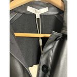 Tibi  Black Faux Leather Long Sleeve Belted Midi Dress Size 10 Photo 8