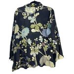 Citron Santa Monica Textured Silk Butterfly Floral Button Blouse Size 3X Black Photo 2