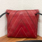 Vintage LANVIN Paris Red Leather Contrast Stitch Envelope Crossbody Bag Photo 1