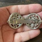 Boutique Elegant Silver Metal Pearl & Crystal Bow Special Occasion Hair Barrette Photo 2