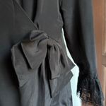 90s Vintage DOMINIC ROMPOLLO Black Wrap Jacket Mini Dress Lace Cuffs | Medium Photo 1