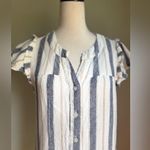 Cynthia Rowley  Blue cream Striped Mini Dress linen blend bohocottage core medium Photo 1