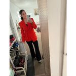 BOSS Burnt Orange Long Sleeve Tie Waist Oversized Blazer Jacket Size US 6 Photo 13